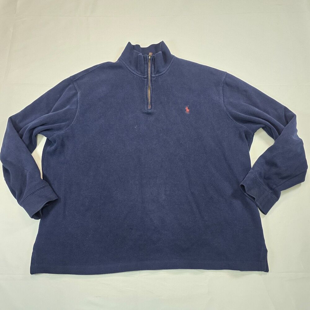Polo Ralph Lauren Men's Blue Long Sleeve Knit Quarter Zip Size 2XL